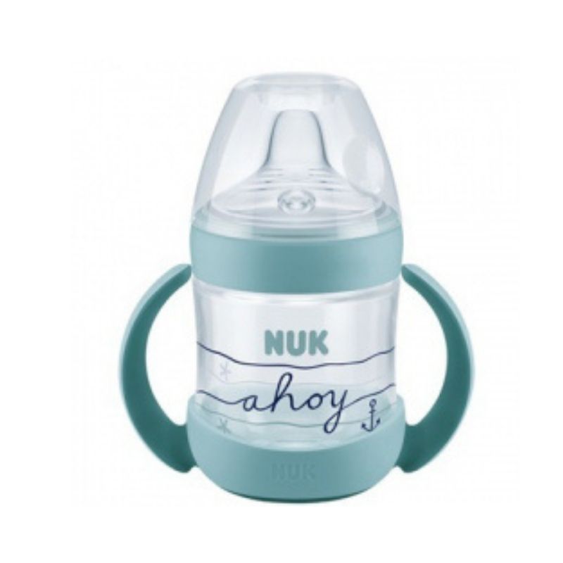 Μπιμπερό εκπαίδευσης NUK Nature Sense Beach Edition με λαβές 6-18m 150ml Mint