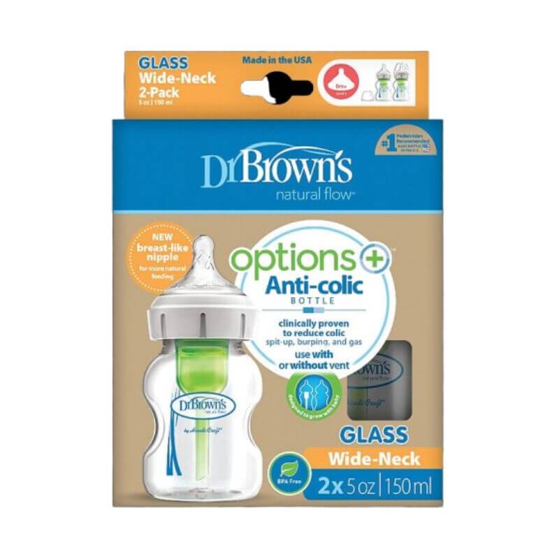 Γυάλινο Μπιμπερό Dr.Brown's™ Options+ με φαρδύ λαιμό 150ml (2 τεμ.)