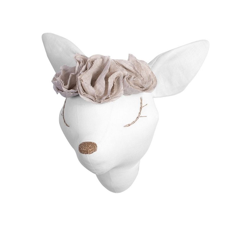 Χειροποίητο Kρεμαστό Tοίχου Love me Decoration Deer Flowers Beige