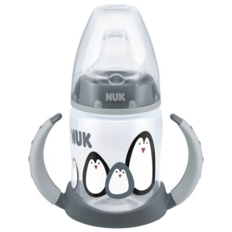 Μπιμπερό εκπαίδευσης NUK First Choice Monochrome Animals 150 ml με ρύγχος Grey