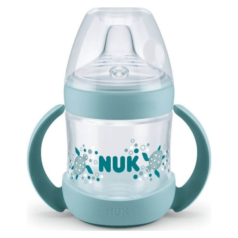 Μπιμπερό εκπαίδευσης NUK Nature Sense με λαβές 6-18m 150ml Mint