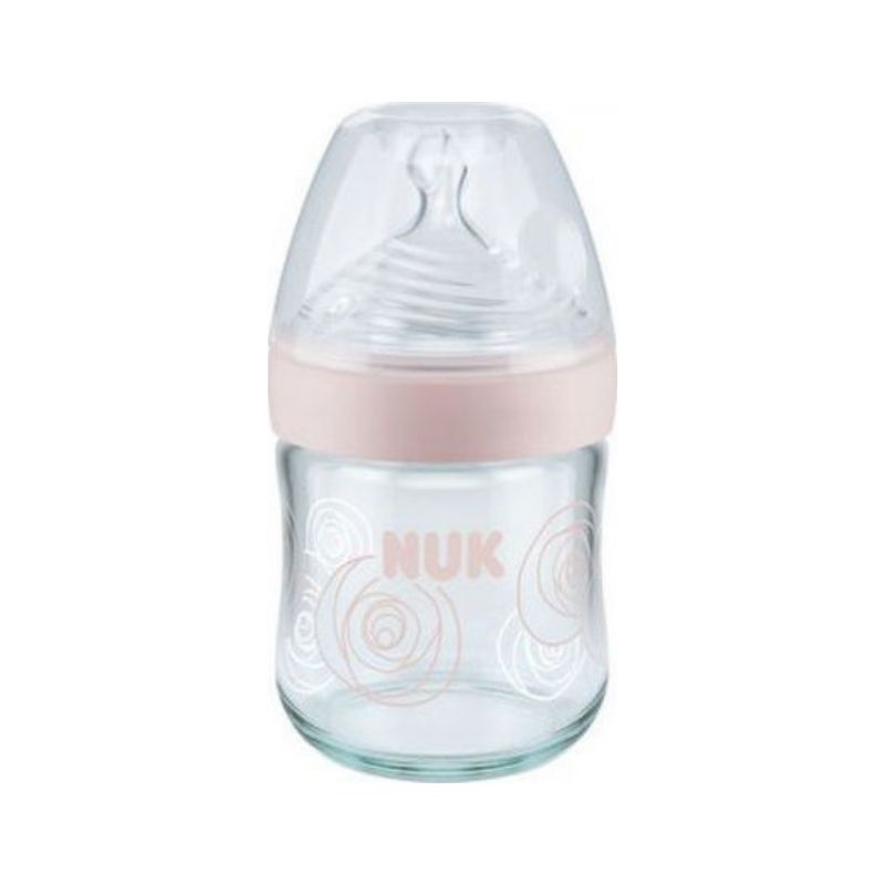 Γυάλινο Μπιμπερό NUK Nature Sense 120ml Ροζ με Θηλή 0-6m