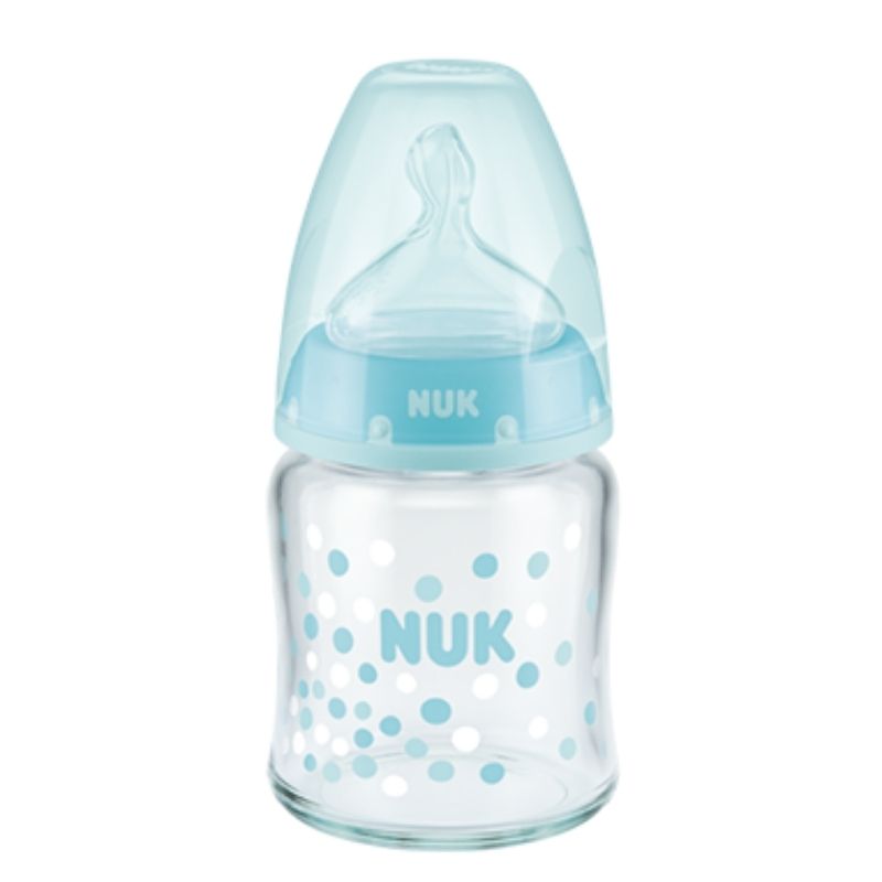 Μπιμπερό γυάλινο NUK First Choice Plus 120ml με θηλή Silic Blue