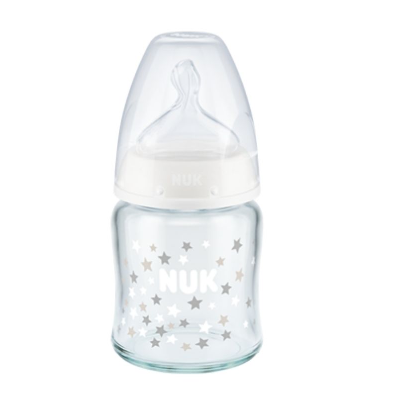 Μπιμπερό γυάλινο NUK First Choice Plus 120ml με θηλή Silic White