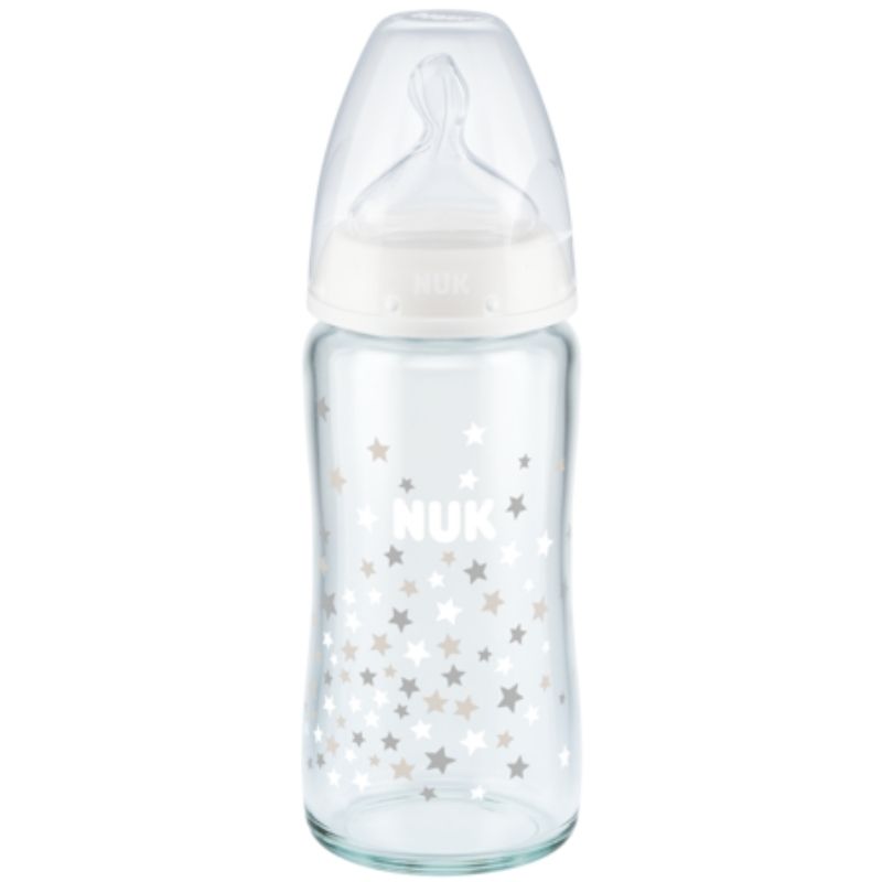 Μπιμπερό γυάλινο NUK First Choice Plus 240ml με θηλή Silic White